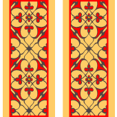 Arabic design digital paper ribbon, red-orange