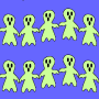Digital paper: Eerie Green Ghostly Ghosts on blue