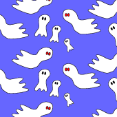 Digital paper: Ghosts on blue background