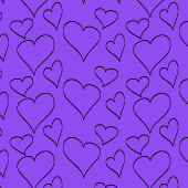 Digital Paper: Pen 'n Ink Hearts on Dark Lavender