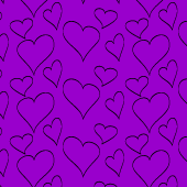 Digital Paper: Pen 'n Ink Hearts on Red-Violet