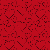 Digital Paper: Pen 'n Ink Heart on red background
