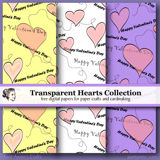 Transparent Hearts digital paper downloads