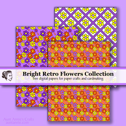 Bright Retro Flowers digital paper collection