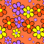 Digital Paper: Retro Field of Flowers - orange
