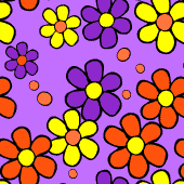 Digital Paper: Retro Field of Flowers - purple