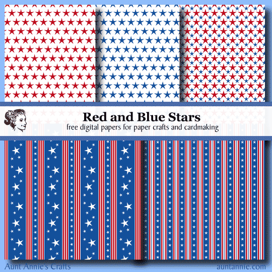 Red and Blue Stars digital papers collection