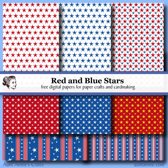 Red, White and Blue Stars (and stripes, too!) digital papers collection