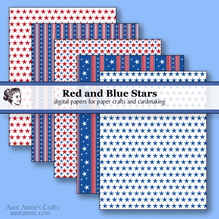 Red and Blue Stars digital papers