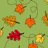 Digital paper: Fall Leaves on Green