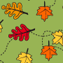 Digital paper: Fall Leaves on Green