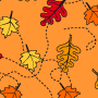 Digital paper: Fall Leaves on Orange