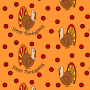 Digital paper: Thanksgiving Turkeys on orange background