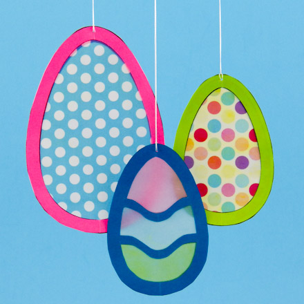 Easter egg suncatchers with waxed centers