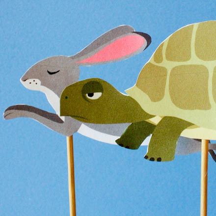 Tortoise and hare puppets
