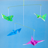Origami Flying Bird Mobile using floral wire