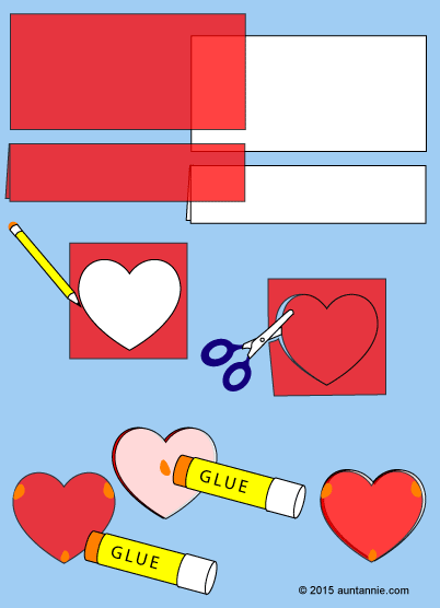 Illustration for making the Valentine garland of tissue paper hearts