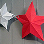 Star garland with red, white and blue five-pointed stars