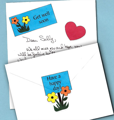 Use stickers on letters and envelopes
