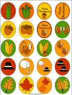 Printable sticker sheet with Thanksgiving designs