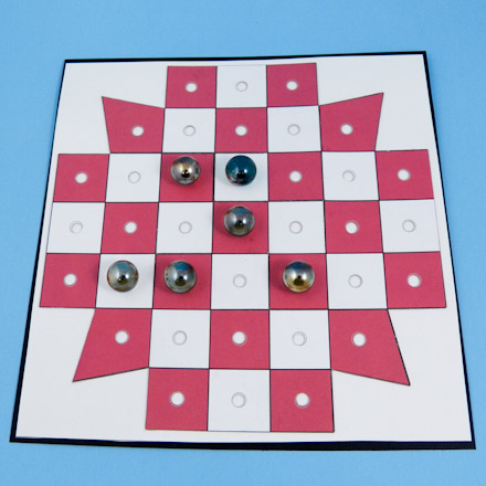 French solitaire game board for marbles