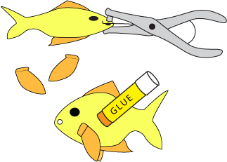 Punch hole and glue fins