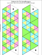 Printable pattern for tri-hexaflexagon with smaller, equilateral triangles