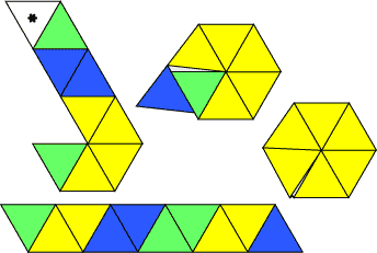 Tri-hexaflexágono - doblar y pegar