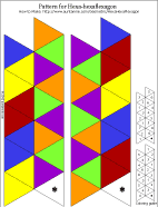 Printable pattern for hexa-hexaflexagon in bright colors