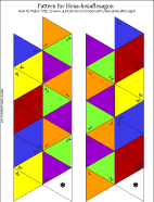 Printable pattern for hexa-hexaflexagon in bright colors, numbered