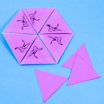 Hexa-hexaflexagon made with poster board triangles