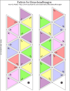 Printable pattern for hexa-hexaflexagon - colored, inset triangles, numbered