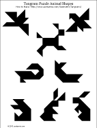 Tangram Puzzle Sheet - animal shapes