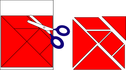 Cut the tangram on the black lines to create seven pieces
