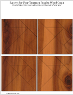 Printable pattern for a tangram puzzle in woodgrain