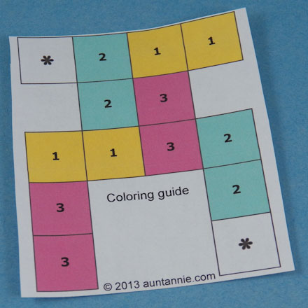 Tri-tetraflexagon numbering and coloring guide