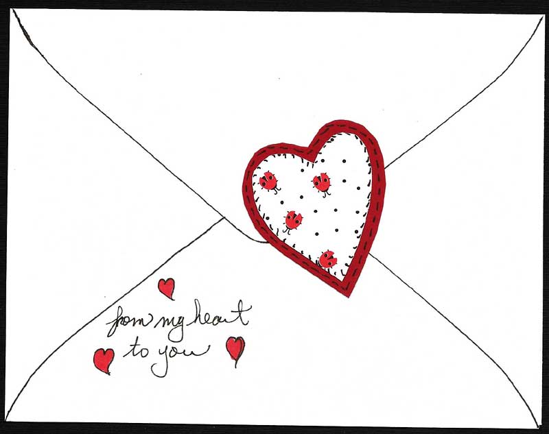 Love letter card with layerd applique heart