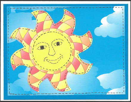 Sun applique card using ePapers