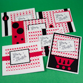 Example set of invitations made from one sheet of patterned paper