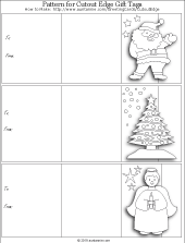 Printable pattern for cutout edge Christmas gift tags - black and white
