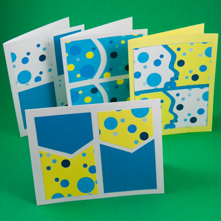 Four Patch cards made with Sky Blue Mixed Dots ePaper