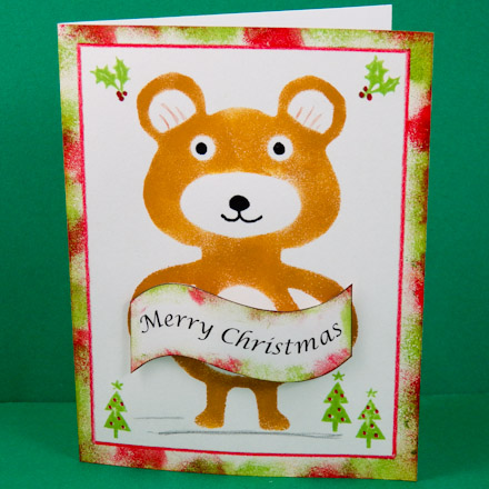 Stenciled Bear Christmas card