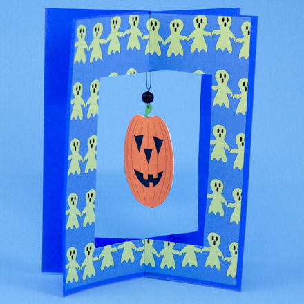 Jack-o'-lantern Dangler card with ghosts