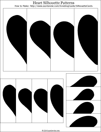 Heart silhouette patterns in three sizes