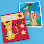 Lion and Tiger Cutout Birthday Cards for Kids