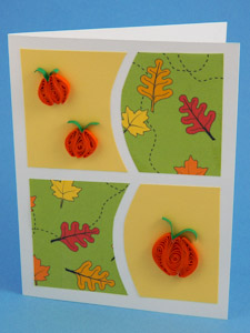 Fall card with pumpkin quilling motif