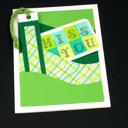Pocket card in green with bookmark and little card