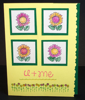 Completed repeat card - four flowers