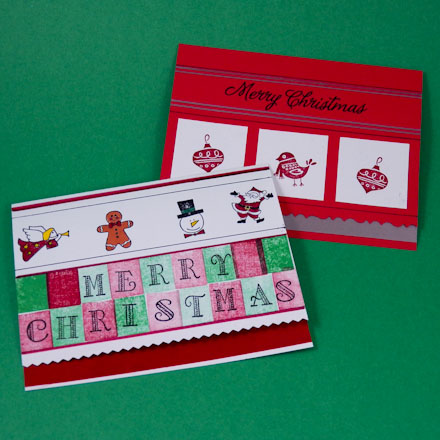 Example ribbon edge Christmas cards
