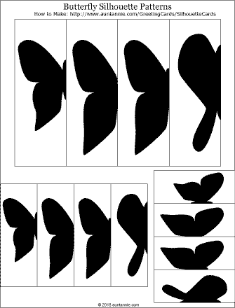 Butterfly silhouette patterns in three sizes